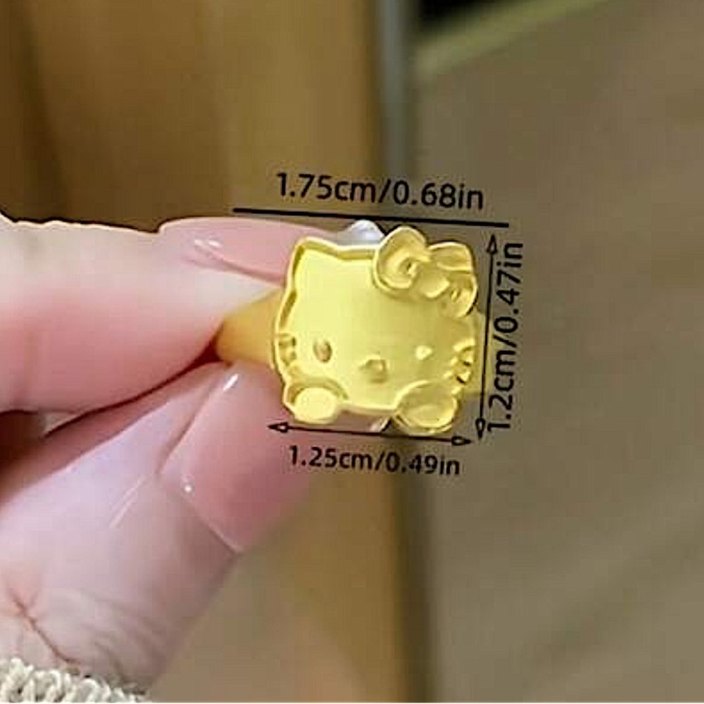 Sanrio Gold-Plated Hello Kitty Adjustable Stainless Steel Ring - Picture 6 of 10